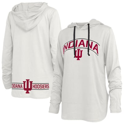 Indiana Hoosiers Pressbox Women's Allie Long Sleeve Hooded T-Shirt - White
