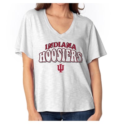  Indiana Hoosiers Women's Fawn Flutter Sleeve T-Shirt - White