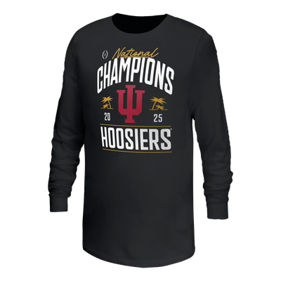 Indiana Hoosiers Youth College Football Playoff 2025 National Champions Locker Room Authentic Long Sleeve T-Shirt - Black