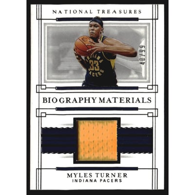 2020-21 Panini National Treasures Biography Materials #29 Myles Turner/99