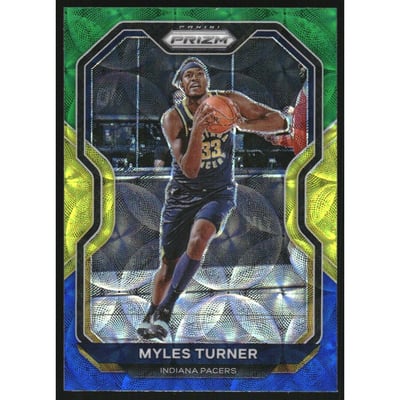 2020-21 Panini Prizm Prizms Choice Blue Yellow and Green #240 Myles Turner