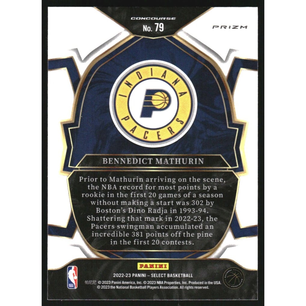2022-23 Select Prizms Disco #79 Bennedict Mathurin