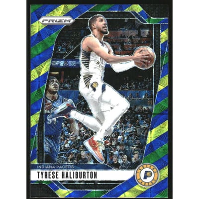 2024-25 Panini Prizm Prizms Choice Blue Yellow and Green #99 Tyrese Haliburton