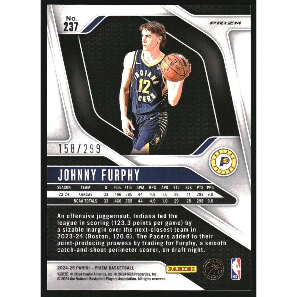 2024-25 Panini Prizm Prizms Red #237 Johnny Furphy