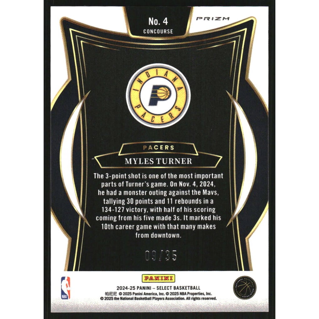 2024-25 Select White Scope Prizms #4 Myles Turner