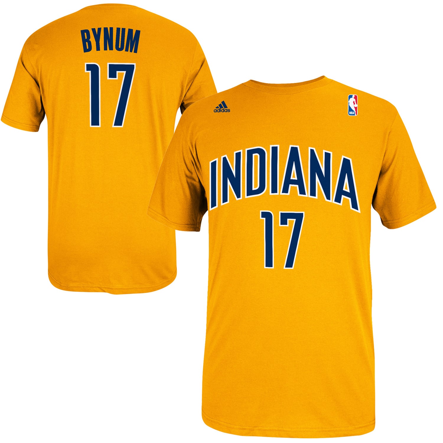 Mens Indiana Pacers Andrew Bynum adidas Gold Net Number T-Shirt