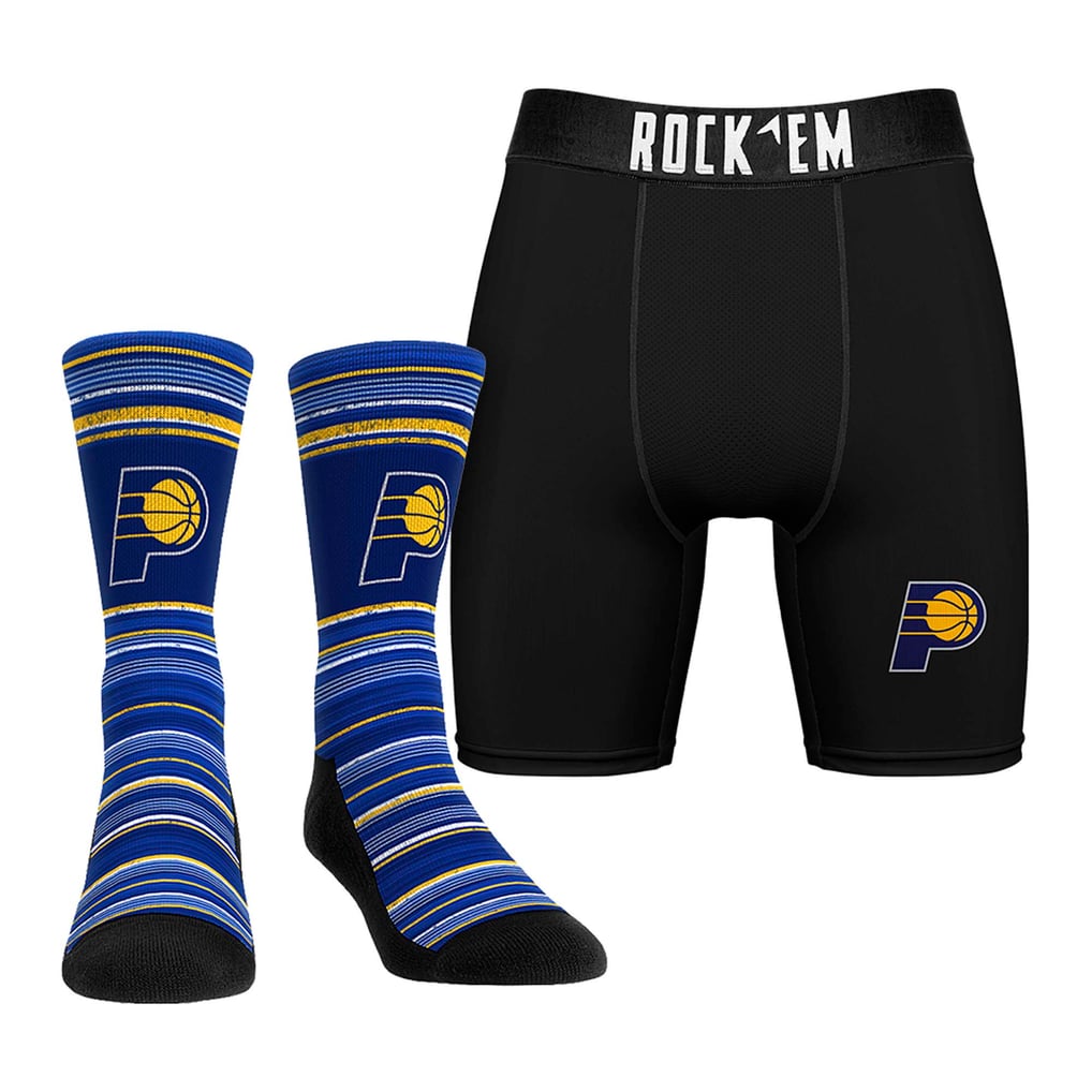 Indiana Pacers Rock Em Socks Primary Crew Socks & Boxer Briefs Combo Pack