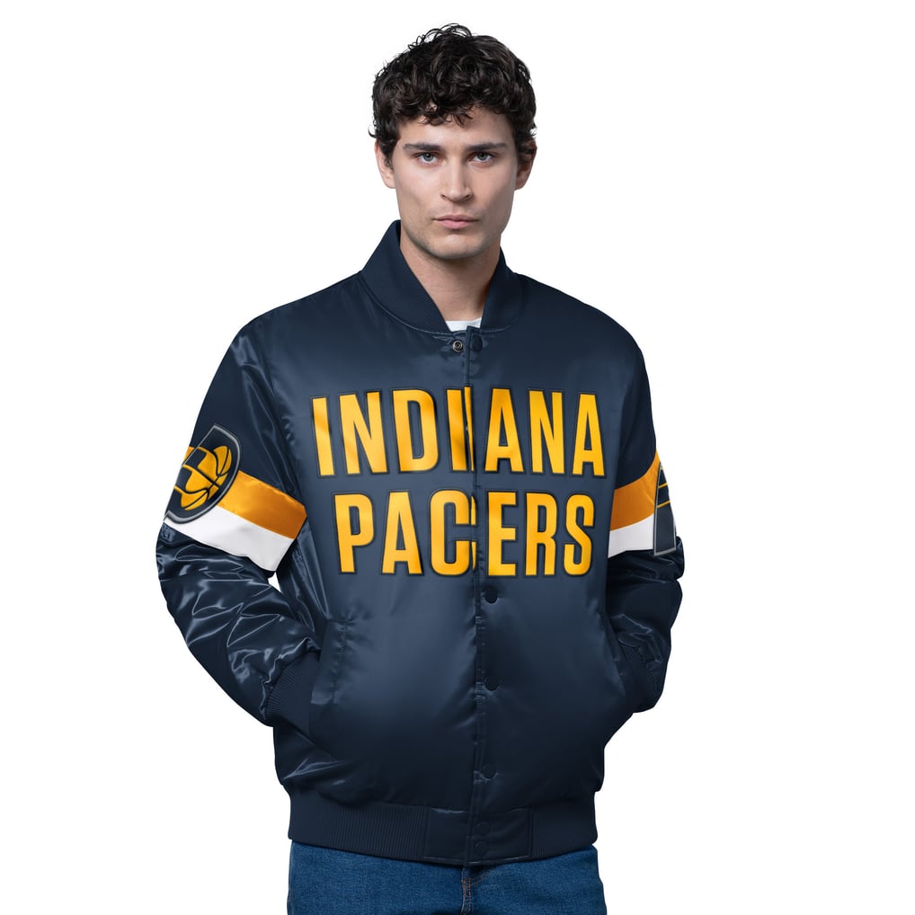Indiana Pacers Starter Triple Option Varsity Full-Snap Satin Jacket - Navy