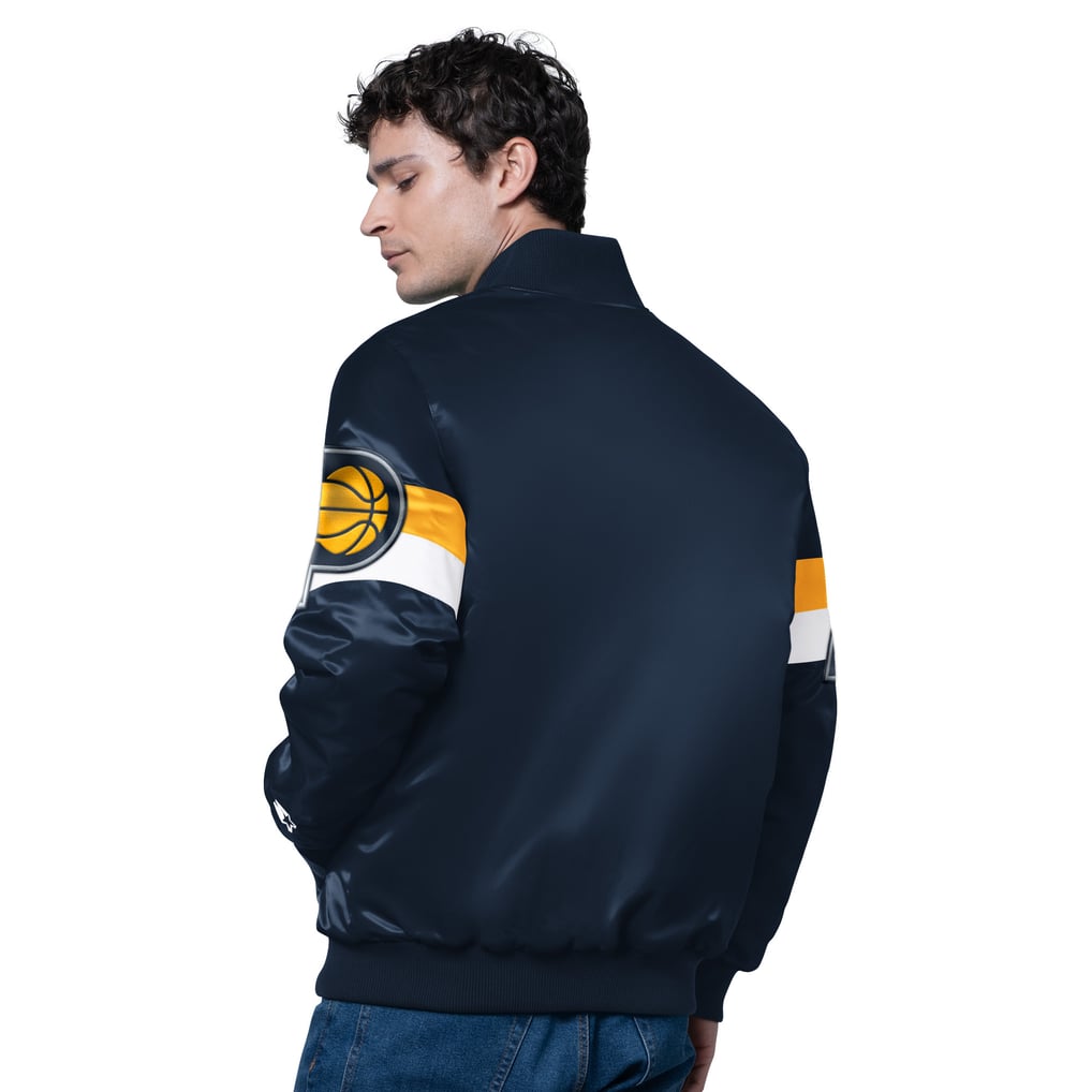 Indiana Pacers Starter Triple Option Varsity Full-Snap Satin Jacket - Navy
