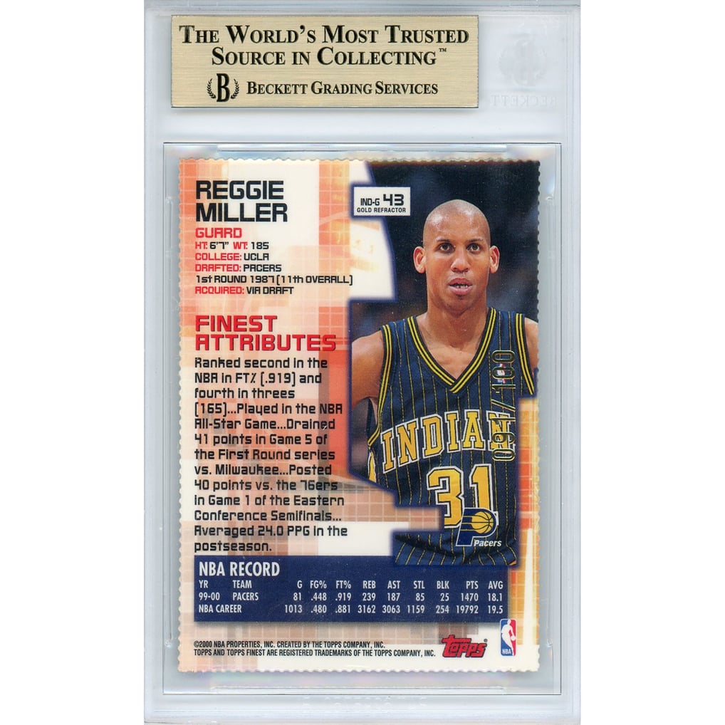 Indiana Pacers Reggie Miller 2000-01 Topps Gold Refractor #43 #91 
