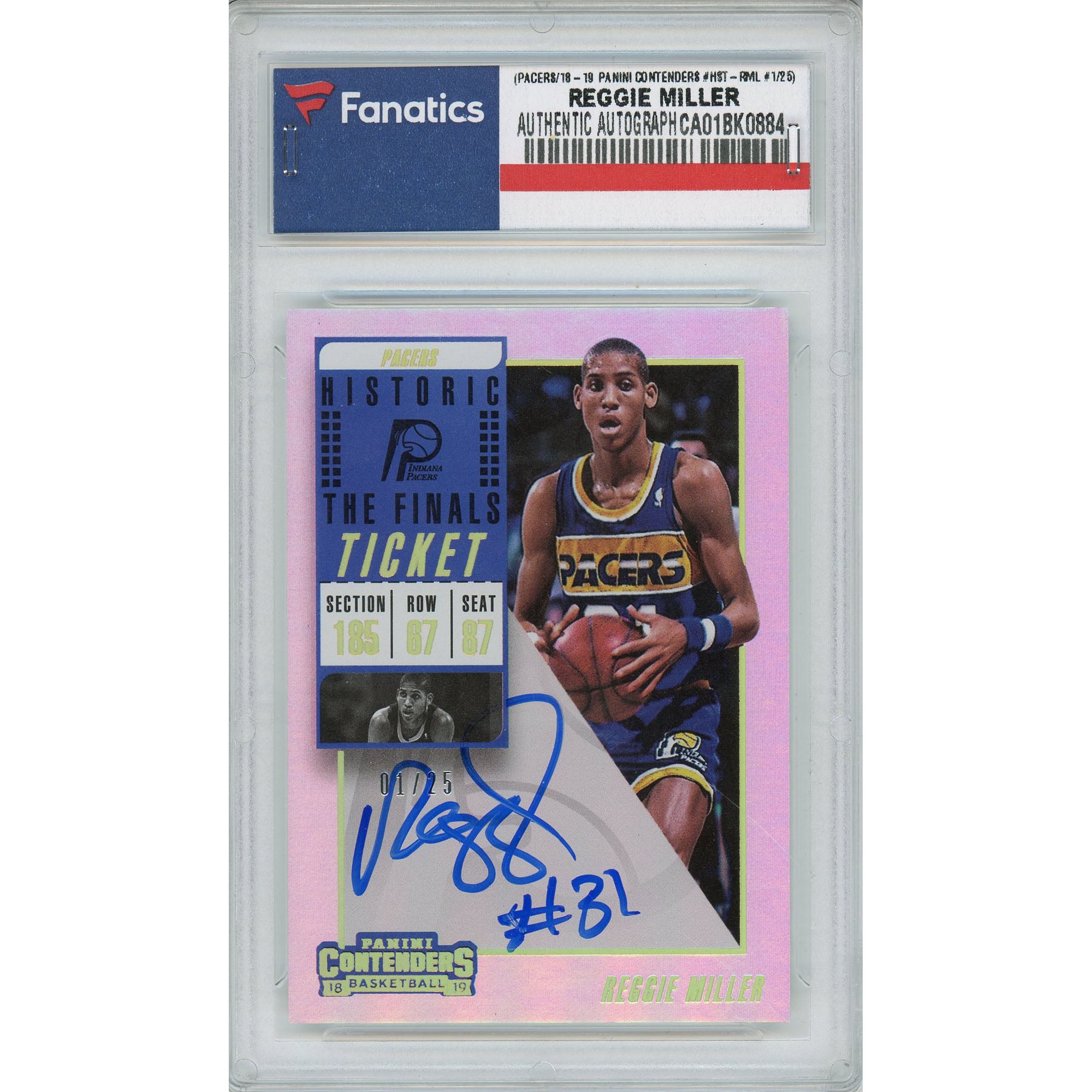 Autographed Indiana Pacers Reggie Miller 2018-19 Panini Contenders 