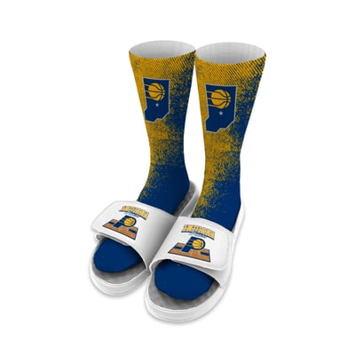 Indiana Pacers ISlide Unisex Court Collage Sock & Slide Bundle