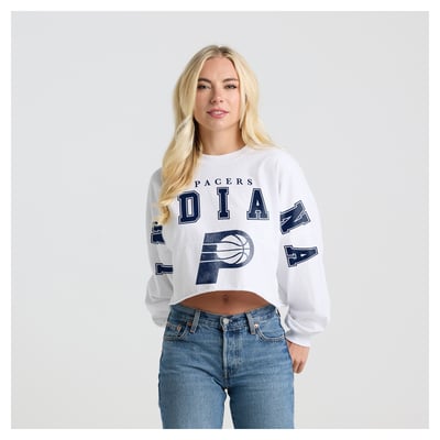 Indiana Pacers Fanatics Women's Spirit Jersey Cropped Long Sleeve T-Shirt - White