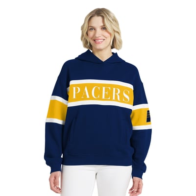  Indiana Pacers WEAR by Erin Andrews Women's Stripe Pullover Hoodie - Navy