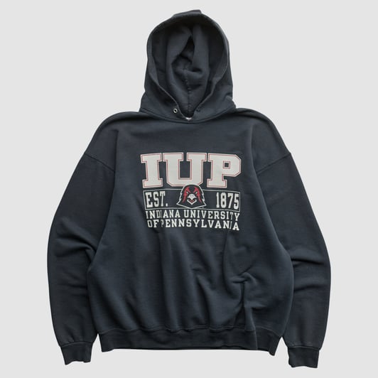 Indiana University of Pennsylvania Crimson Hawks Jerzees 2000s Hooded Pullover Sweatshirt - Black - XL by Fanatics Real Vintage