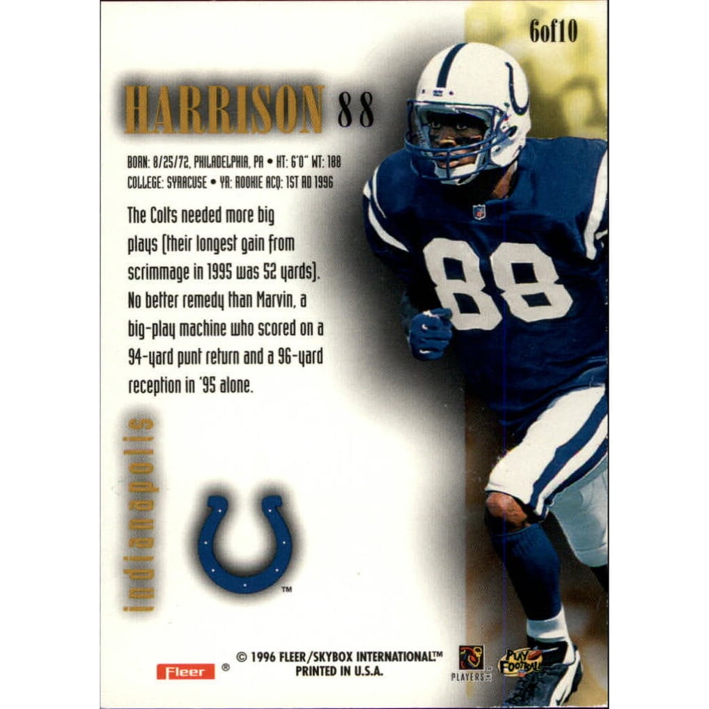 1996 Ultra Sensations Random Rookies #6 Marvin Harrison
