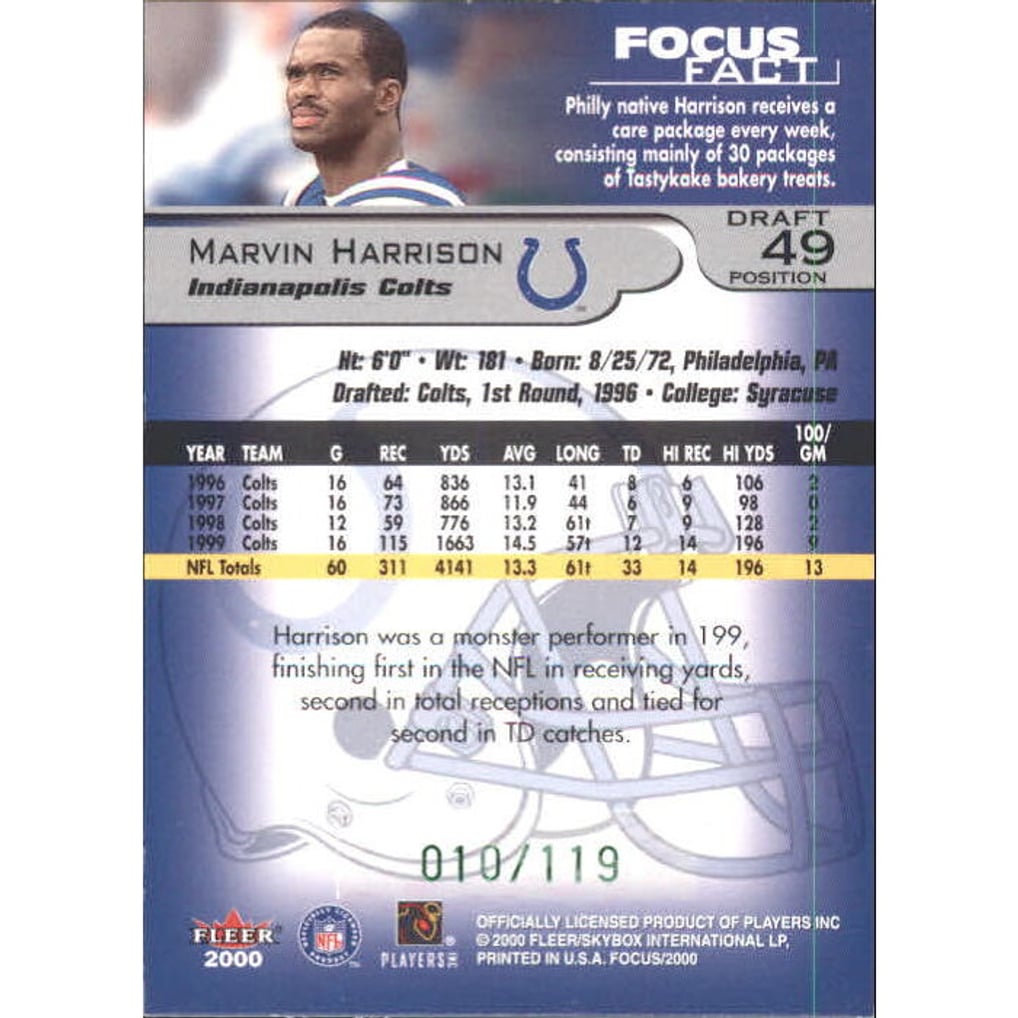 2000 Fleer Focus Draft Position #49 Marvin Harrison/119