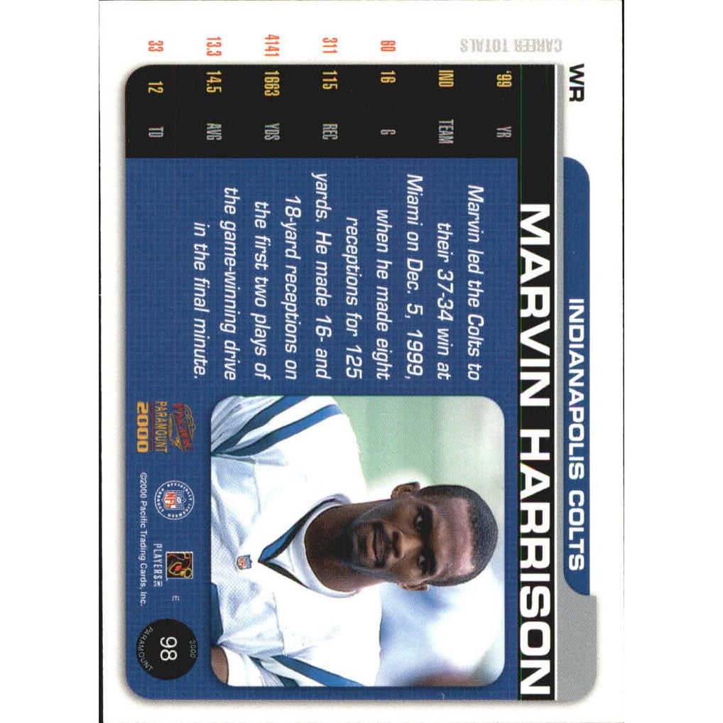2000 Paramount HoloSilver #98 Marvin Harrison