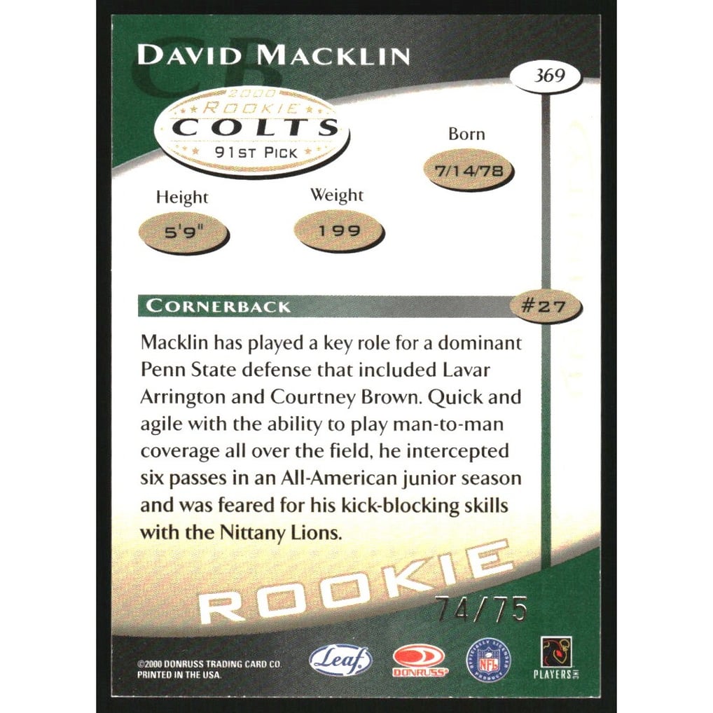 2000 Quantum Leaf Infinity Green #369 David Macklin