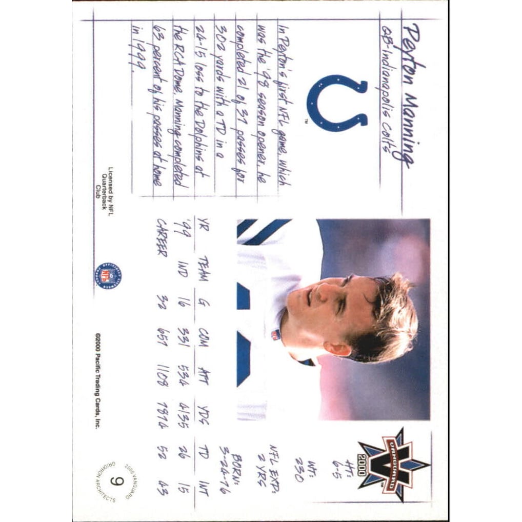 2000 Vanguard Gridiron Architects #9 Peyton Manning