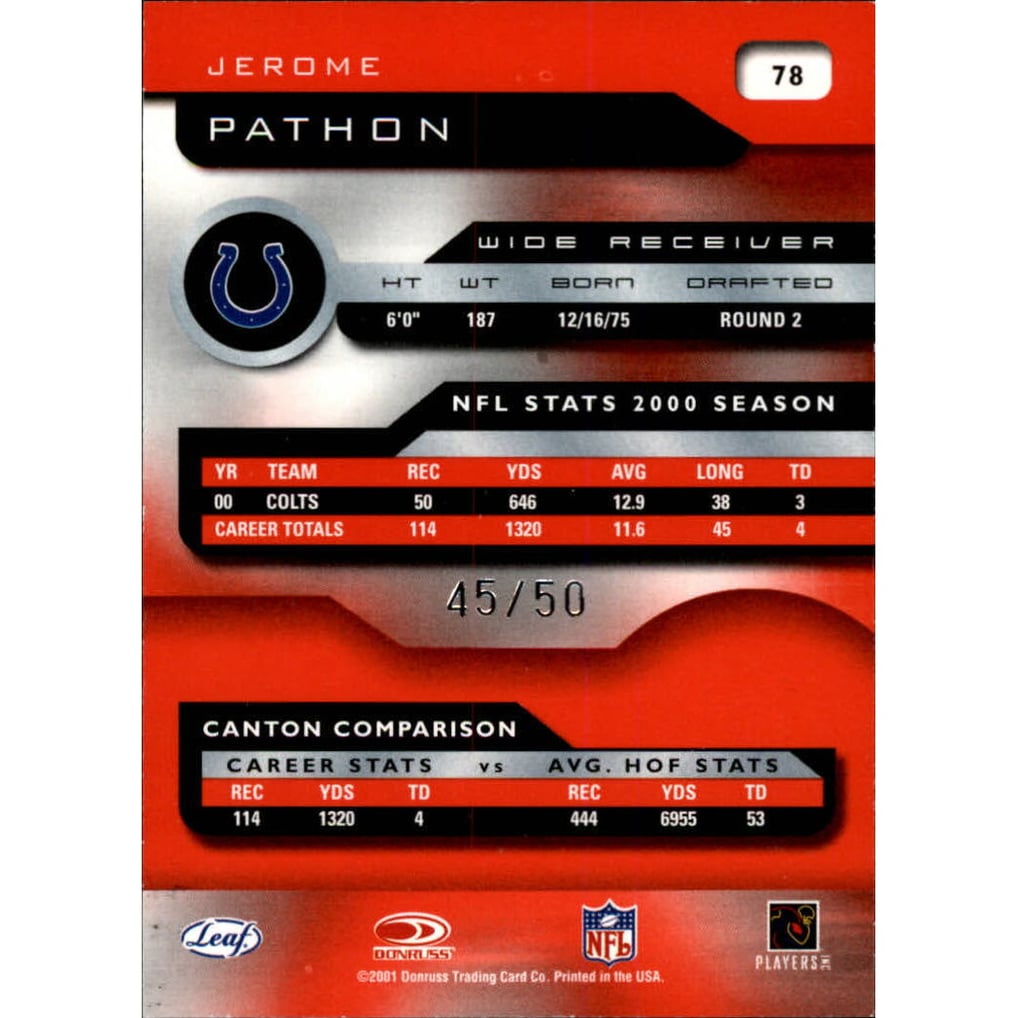 2001 Quantum Leaf Infinity Red #78 Jerome Pathon