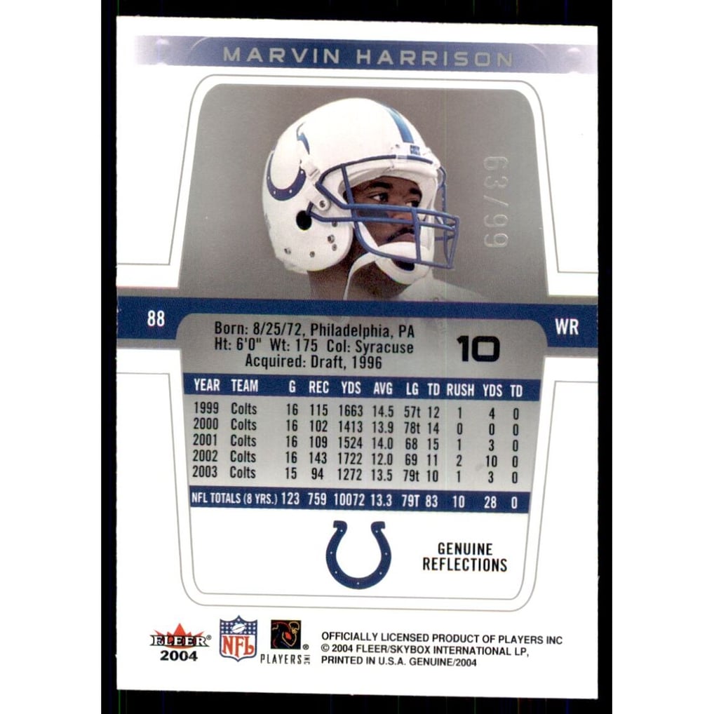 2004 Fleer Genuine Reflections #10 Marvin Harrison