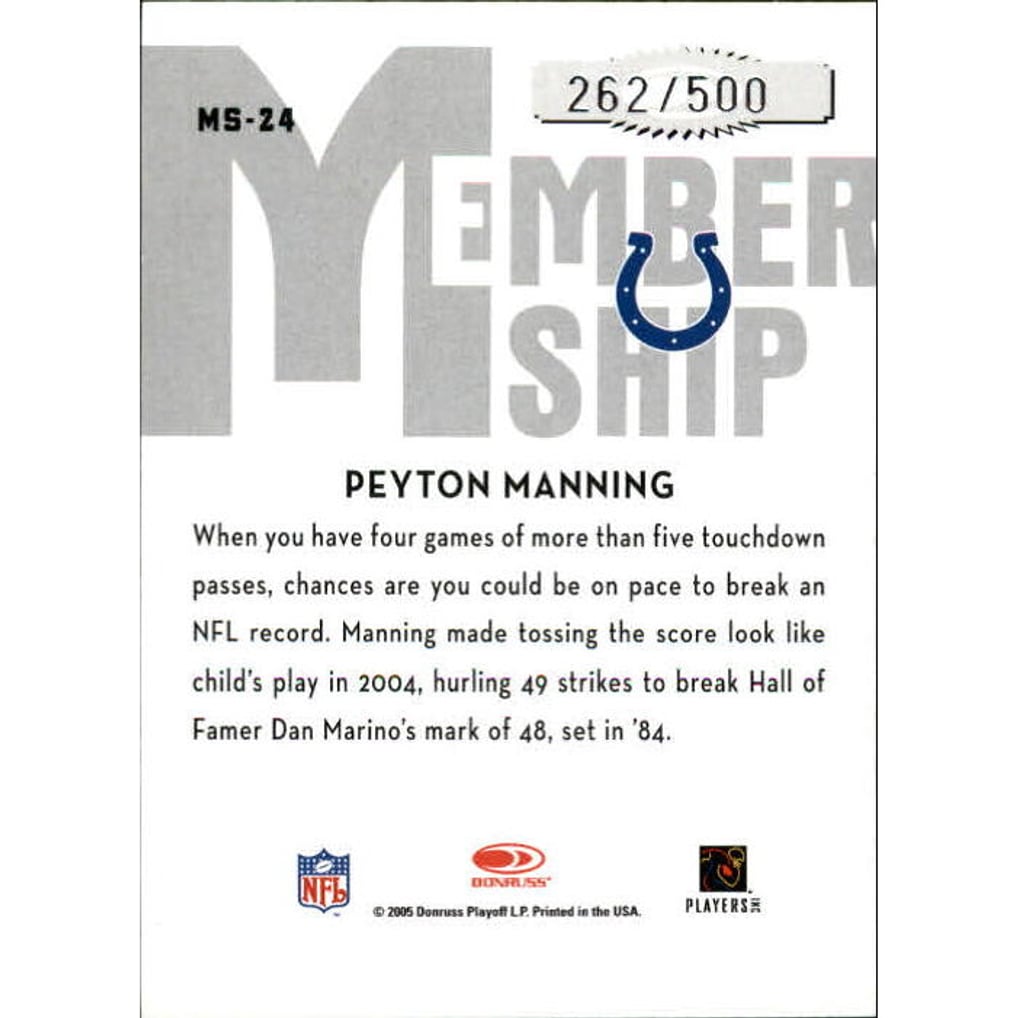 2005 Donruss Classics Membership Silver #MS24 Peyton Manning