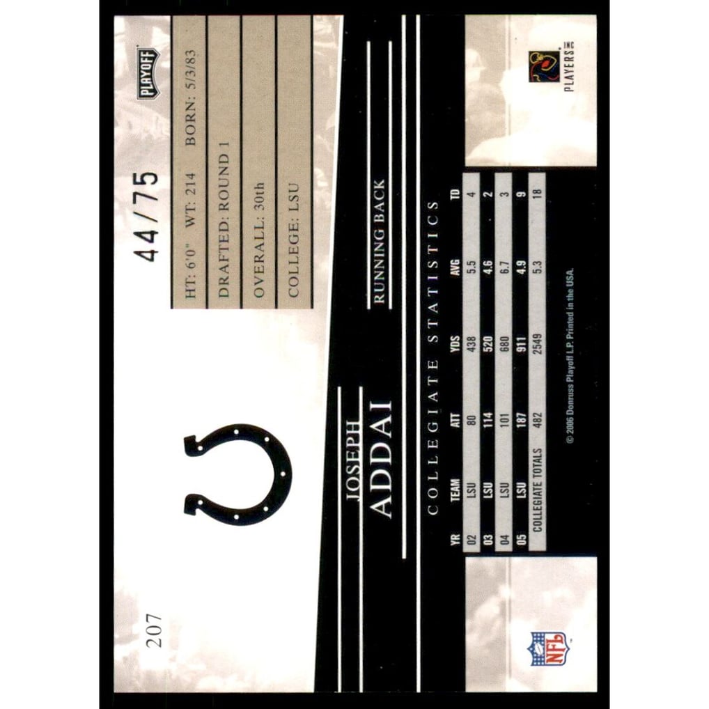 2006 Playoff Prestige Xtra Points Purple #207 Joseph Addai