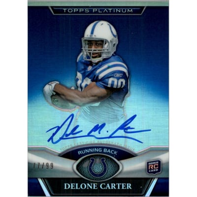 2011 Topps Platinum Rookie Autographs Blue Refractors #91 Delone Carter