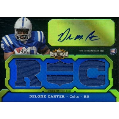 2011 Topps Triple Threads #132A Delone Carter JSY AU RC