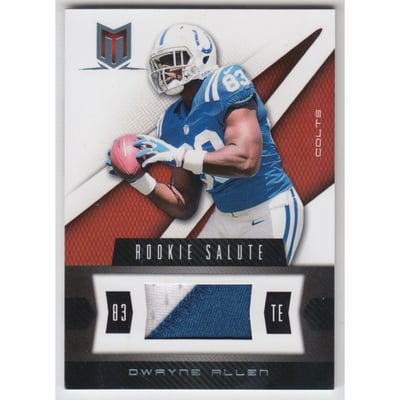 2012 Momentum Rookie Salute Materials Prime #91 Dwayne Allen