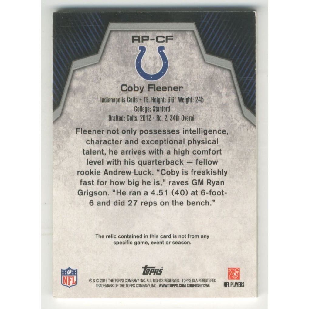 2012 Topps Rookie Patch #RPCF Coby Fleener