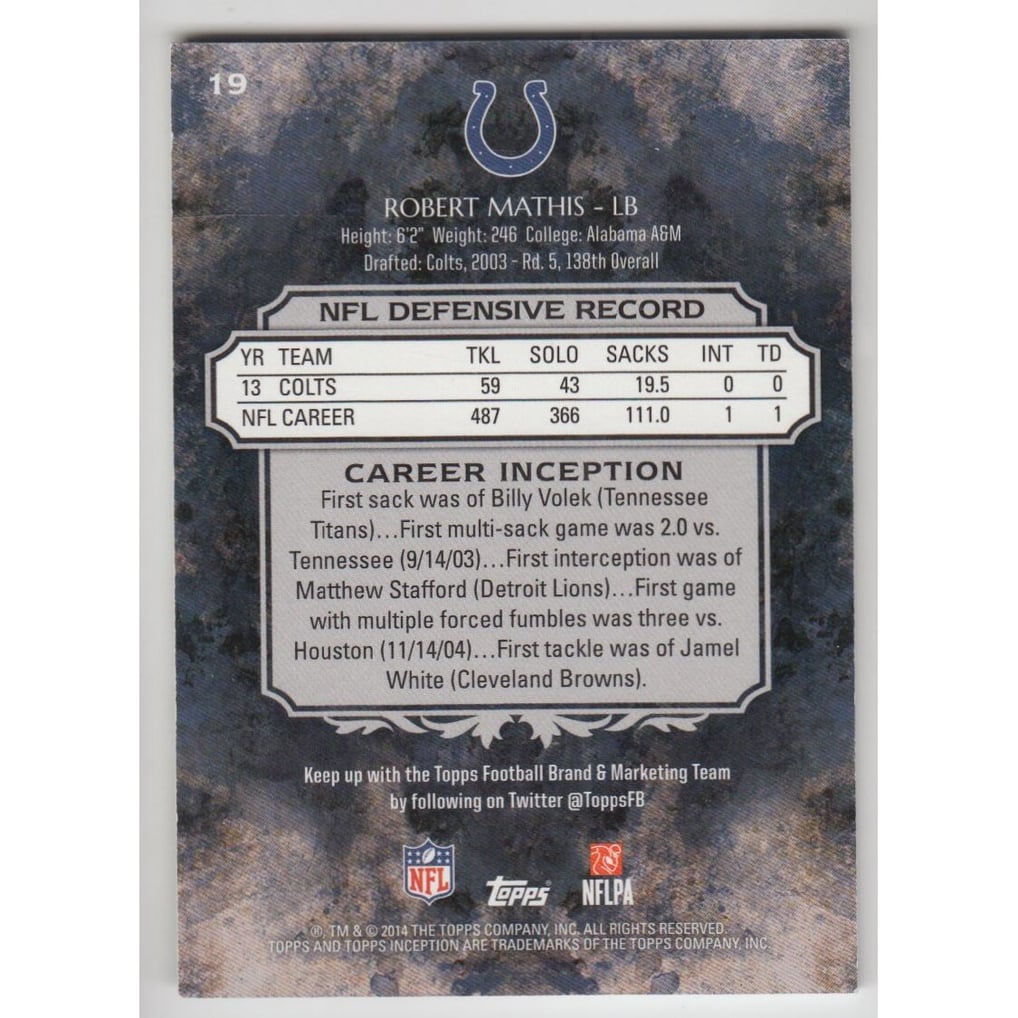 2014 Topps Inception Magenta #19 Robert Mathis
