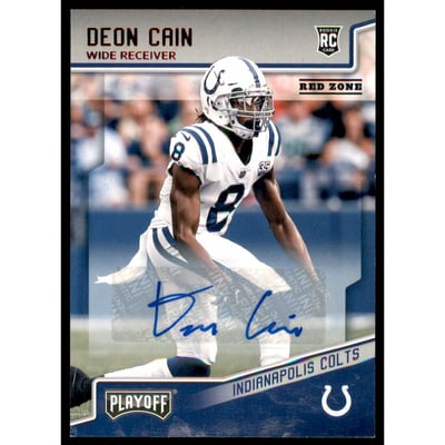 2018 Playoff Rookie Autographs Red Zone #297 Deon Cain