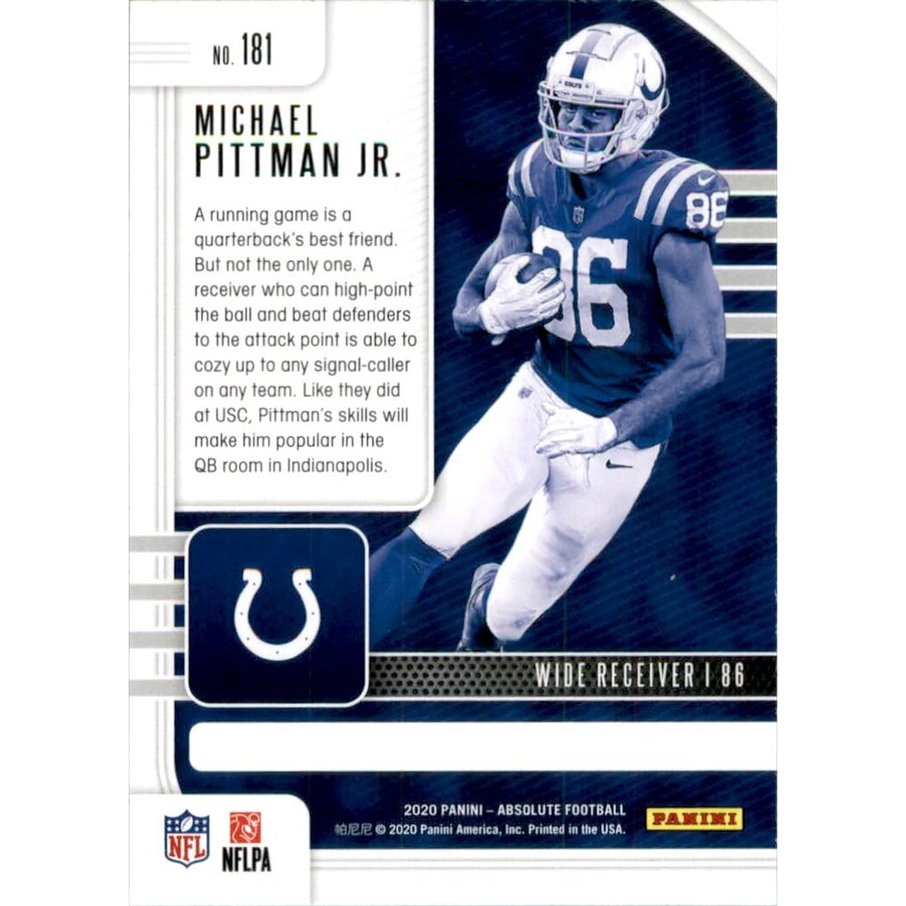 2020 Absolute Blue #181 Michael Pittman Jr.