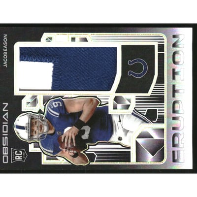 2020 Panini Obsidian Rookie Eruption Materials Electric Etch Yellow #36 Jacob Eason