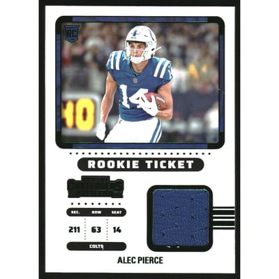 2022 Panini Contenders Rookie Ticket Swatches #3 Alec Pierce