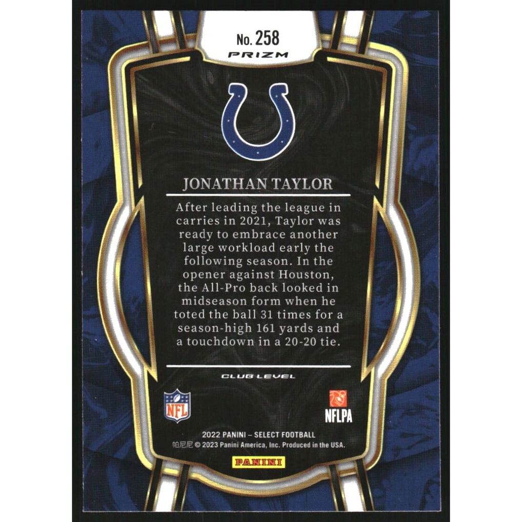 2022 Select Prizm Silver #258 Jonathan Taylor