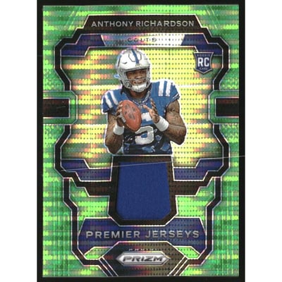2023 Panini Prizm Premier Jerseys Neon Green Pulsar #3 Anthony Richardson
