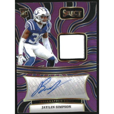 2024 Select Rookie Signature Memorabilia Prizm Purple #42 Jaylin Simpson
