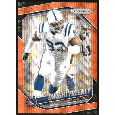 2025 Panini Prizm Prizms Orange Wave #120 Dwight Freeney