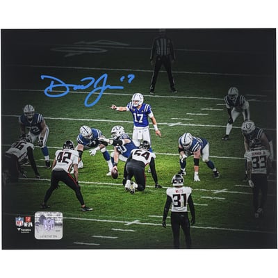 Daniel Jones Indianapolis Colts Autographed Fanatics Authentic 8" x 10" Pointing at the Line of Scrimmage Spotlight Photograph 