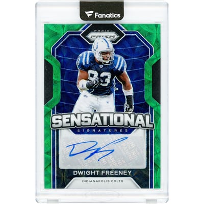 Dwight Freeney Indianapolis Colts Autographed 2020 Panini Prizm Sensational Signatures Prizm Green Scope #17 #5/10 Card 