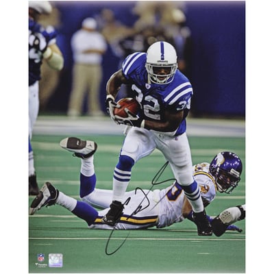Edgerrin James Indianapolis Colts Autographed Fanatics Authentic 16" x 20" Running with the Football vs. Minnesota Vikings Photograph