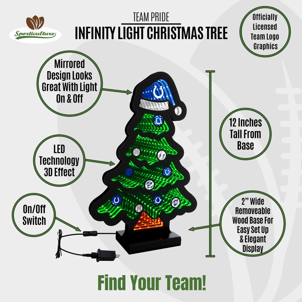 Indianapolis Colts 12" Christmas Tree LED Infinity Light