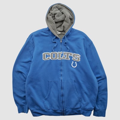 Indianapolis Colts NFL 2010s Hooded Full Zip Sweatshirt - Blue - L by Fanatics Real Vintage