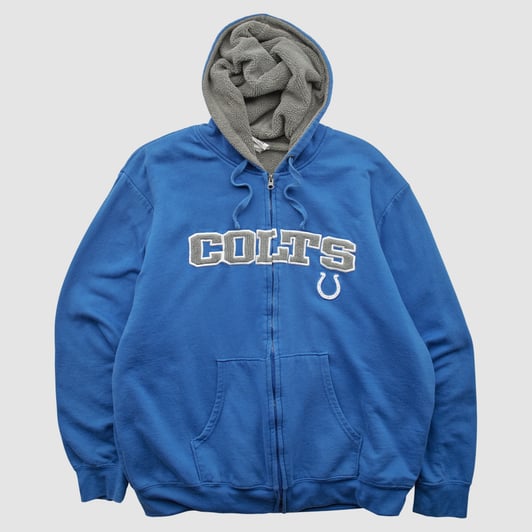 Indianapolis Colts NFL 2010s Hooded Full Zip Sweatshirt - Blue - L by Fanatics Real Vintage