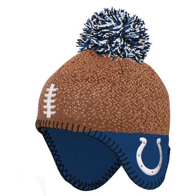 Indianapolis Colts Outerstuff Infant Football Head Knit Hat with Pom - Brown