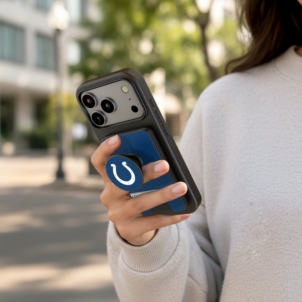Indianapolis Colts Keyscaper Personalized Endzone Solid PopSockets Magnetic Wallet