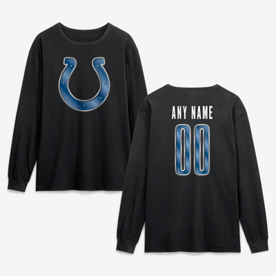 Indianapolis Colts  Forged Mascot Personalized Name & Number Long Sleeve T-Shirt - Black